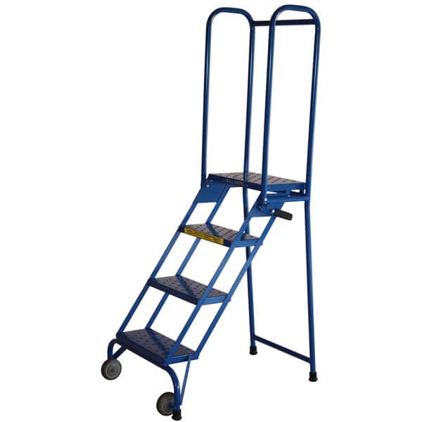 Ballymore Als42410 Lock-N-Stock 4-Step Blue Heavy-Duty Aluminum Folding Mobile Step Ladder
