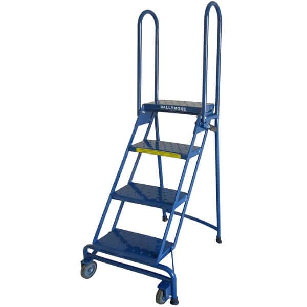 Ballymore Als4247 Lock-N-Stock 4-Step Blue Heavy-Duty Aluminum Folding Mobile Step Ladder
