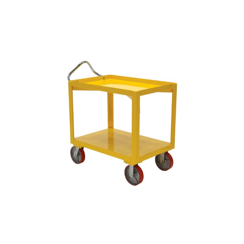 Vestil Dh-Pu2.4-3060-D Steel Platform Ergo Handle Cart With Poly Casters And Drain