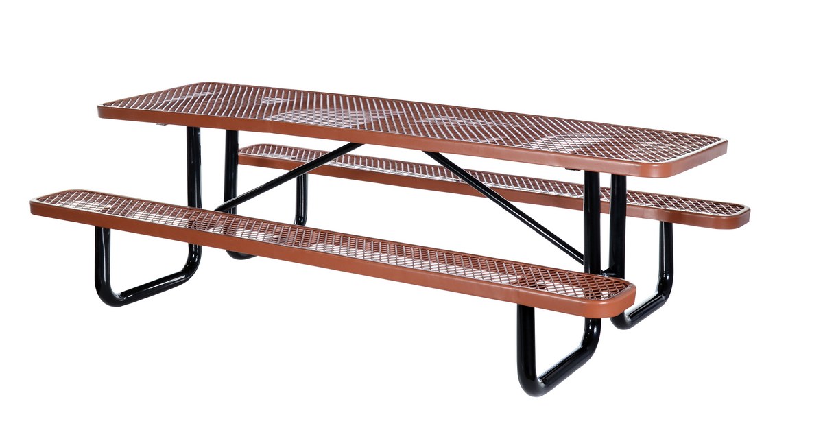 Vestil Pt-Mx-3096-Bn Steel Picnic Table Expanded Metal Rectangle Top