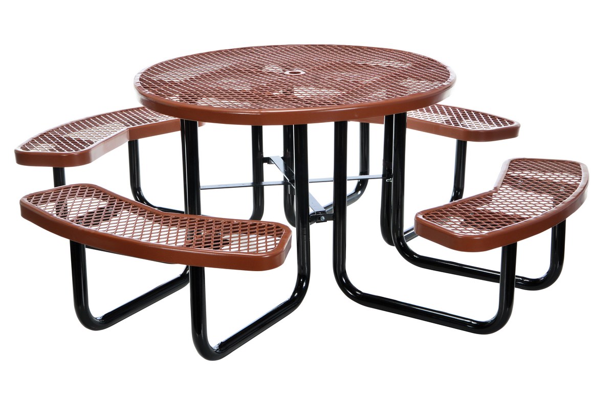 Vestil Pt-Mx-Rt-46-Bn Steel Picnic Table Expanded Metal Round Top