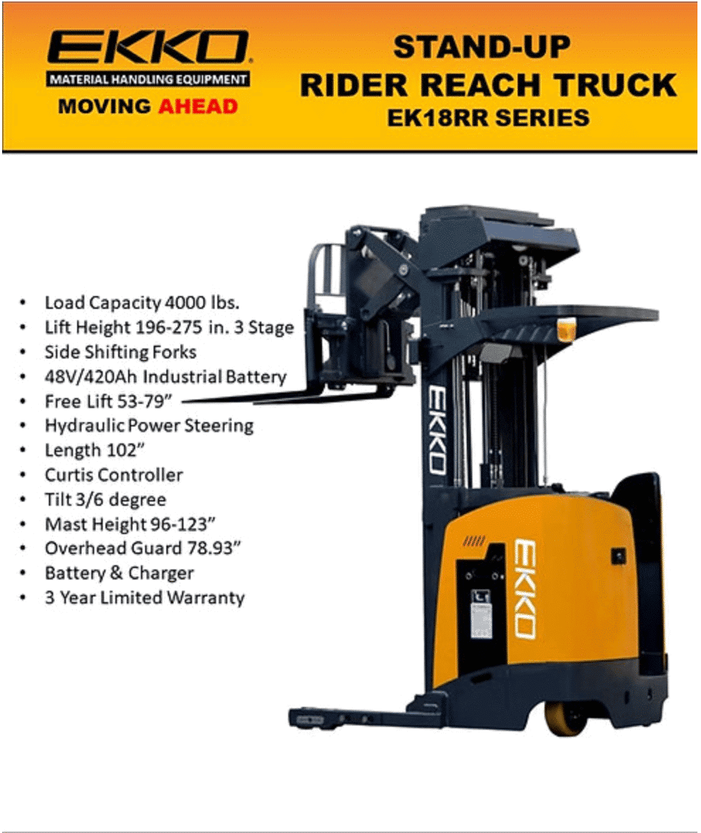 Ekko Ek18Rrl Stand-Up Na Reach Truck