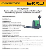 Ekko Ep20Li Lithium Iron Phosphate Electric Pallet Jack