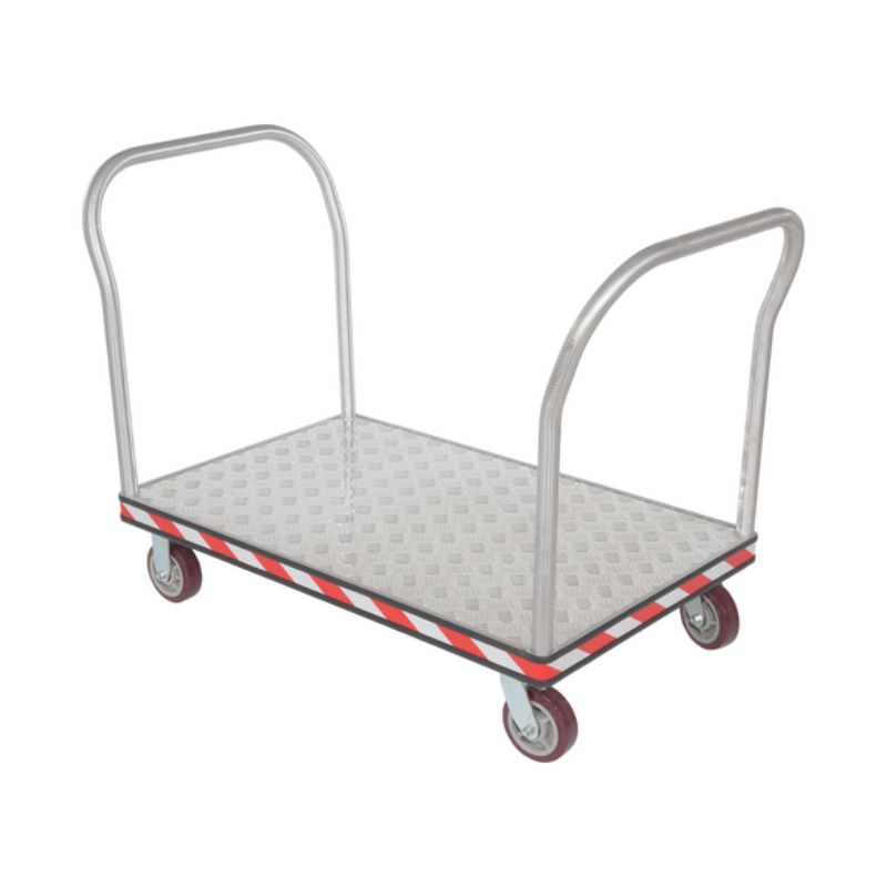 Vestil Atp-C-3048-2Hdl Aluminum Heavy Duty Dual Handle Tread Plate Platform Truck