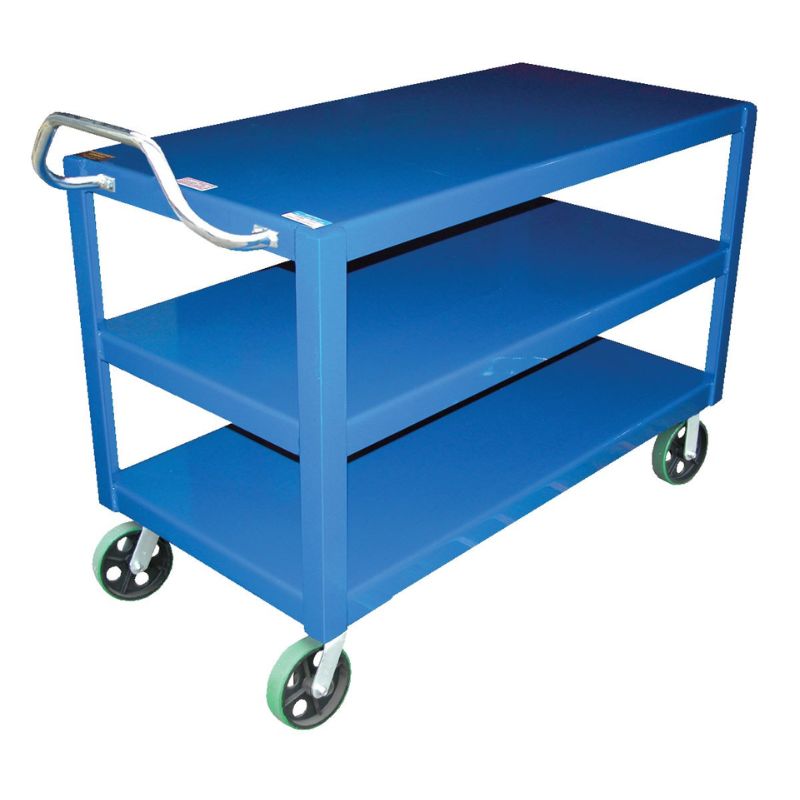 Vestil Dh-Ph4-2448-3 Steel 24 In. X 60 In. Platform Heavy Duty Ergo Handle Cart With Gfn Casters And Drain