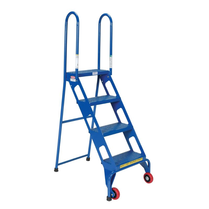 Vestil Flad-4 Stainless Steel Folding Ladder With Wheels