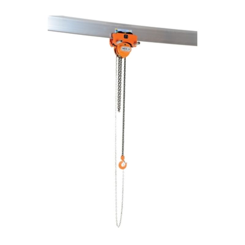 Vestil Low-4P Steel Low Headroom Chain Hoist Push Trolley