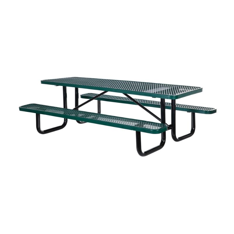 Vestil Pt-Mx-3072-Gn Steel Picnic Table Expanded Metal Rectangle Top