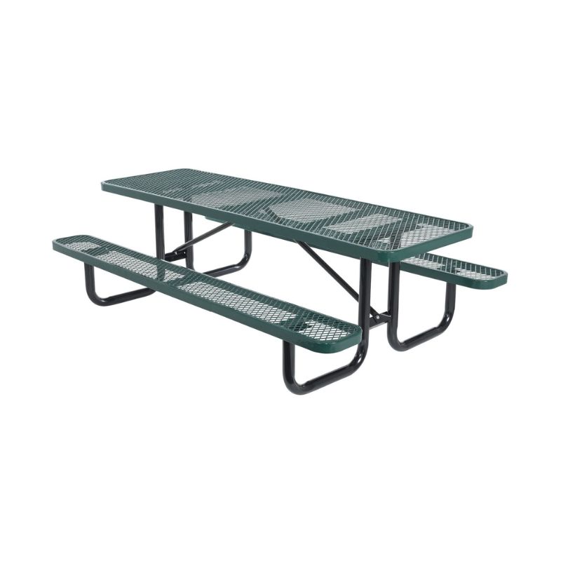 Vestil Pt-Mx-3096-Gn Steel Picnic Table Expanded Metal Rectangle Top
