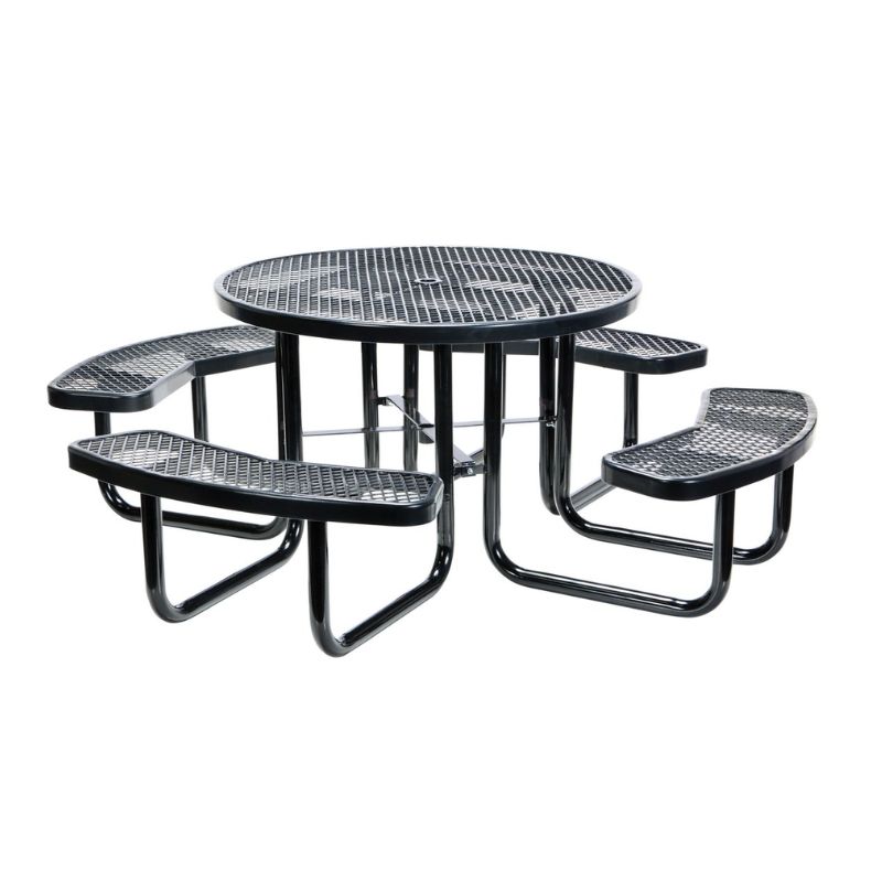 Vestil Pt-Mx-Rt-46-Bk Steel Picnic Table Expanded Metal Round Top