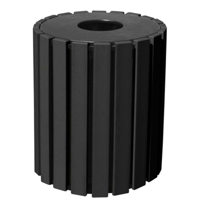 Vestil Tr-Pr-33-Bk 100% Recycled Plastic Trash Receptacle Round (1)