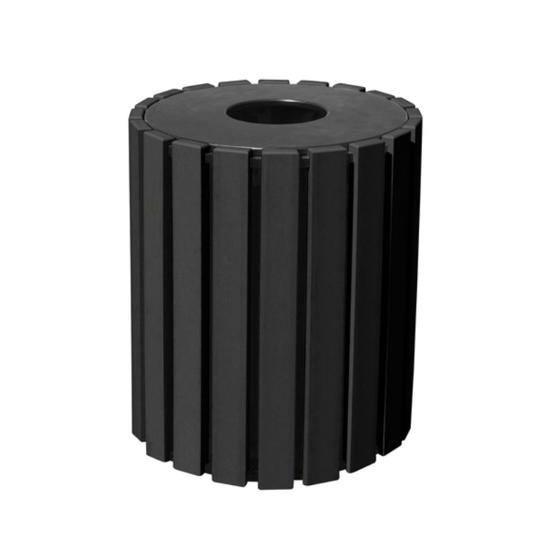 Vestil Tr-Pr-33-Bk 100% Recycled Plastic Trash Receptacle Round