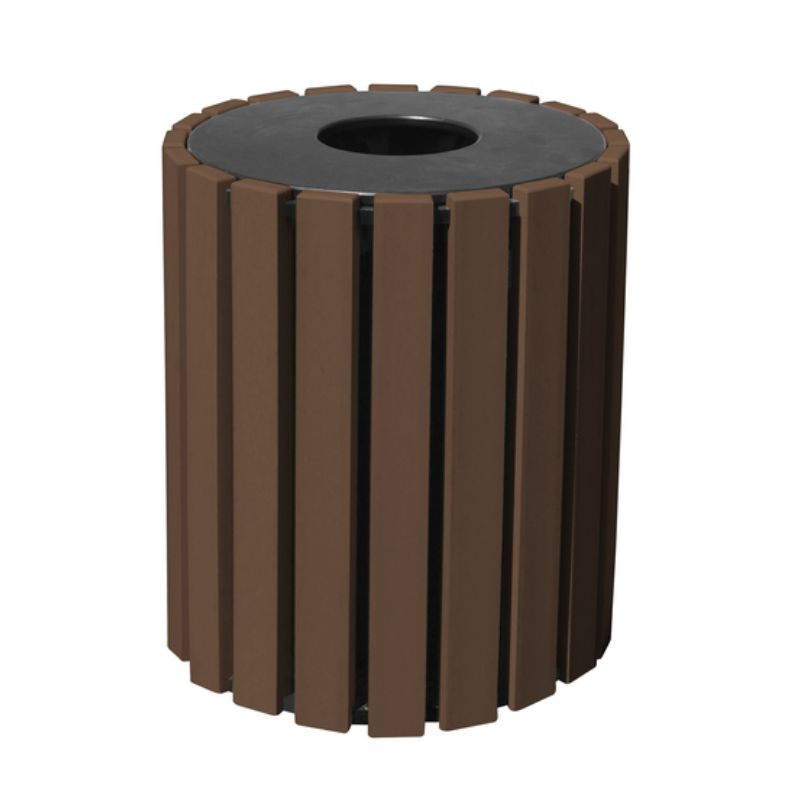Vestil Tr-Pr-33-Bn 100% Recycled Plastic Trash Receptacle Round