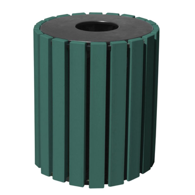 Vestil Tr-Pr-33-Gn 100% Recycled Plastic Trash Receptacle Round (1)