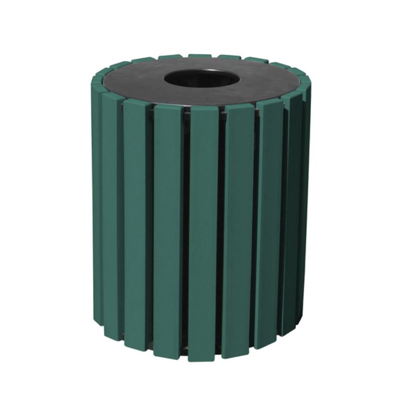 Vestil Tr-Pr-33-Gn 100% Recycled Plastic Trash Receptacle Round