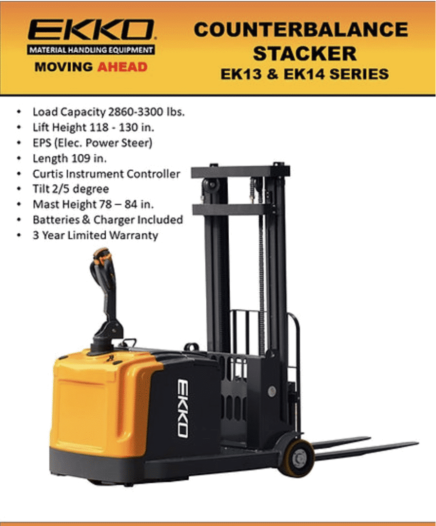 Ekko Ek13 Electric Counterbalance Walkie Stacker