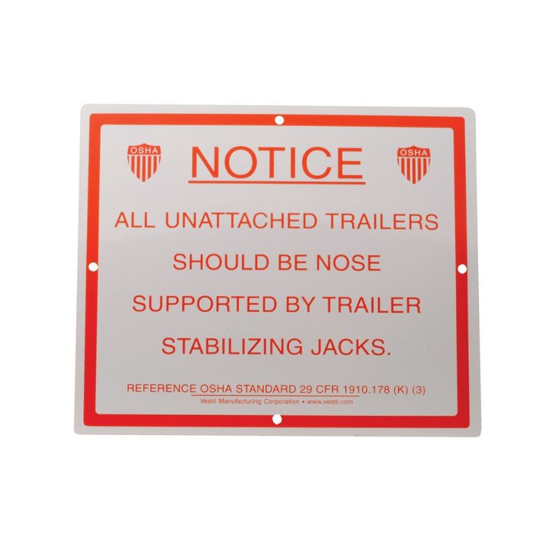 Vestil Sjs-1012 Stabilizing Trailer Instruction Sign