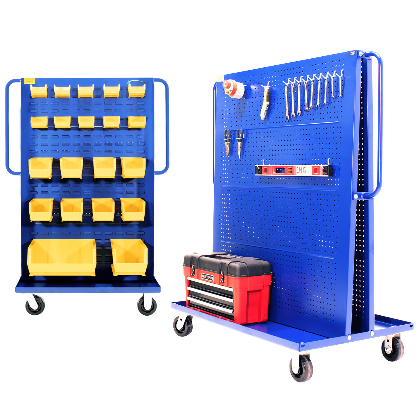 Valley Craft Blue A-Frame Bin &Amp; Tool Cart 36”X30”X62” 1,000 Lbs.