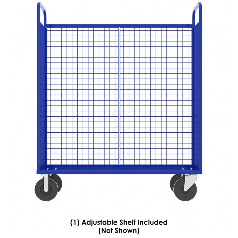 Valley Craft Blue Cage Cart (1) Adjustable Shelf 57X30X68 1,600 Lbs. Side Long