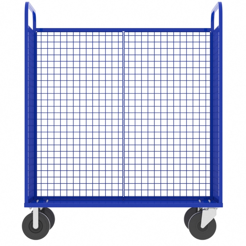 Valley Craft Blue Cage Cart 57X30X68 1,600 Lbs. Side View