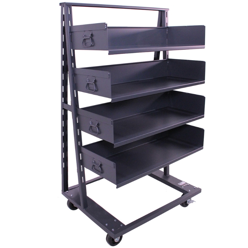 Valley Craft Heavy Duty A-Frame Cart (4) Large Trays 38X25X63 2,500 Lbs. Front
