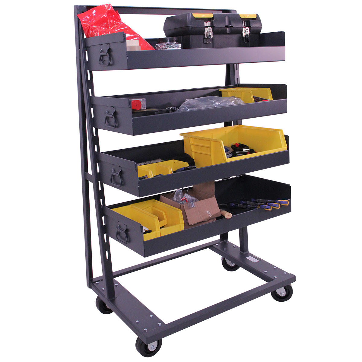 Valley Craft Heavy Duty A-Frame Cart (4) Large Trays With Lip 38X25X63 2,500 Lbs.