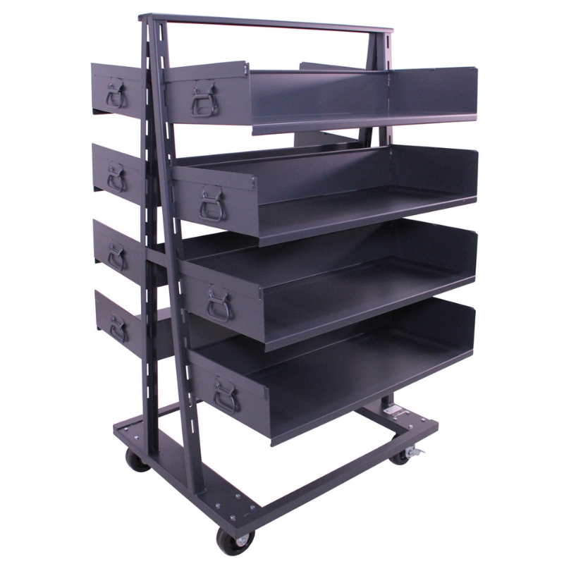 Valley Craft Heavy Duty A-Frame Cart (8) Trays With Lip 38X30X63 2,500 Lbs. Front Left