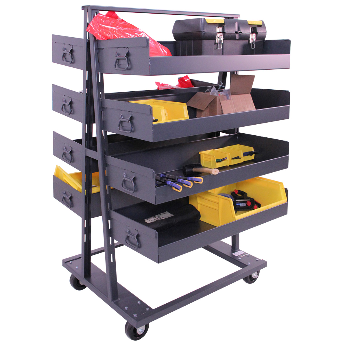 Valley Craft Heavy Duty A-Frame Cart (8) Trays With Lip 38X30X63 2,500 Lbs.