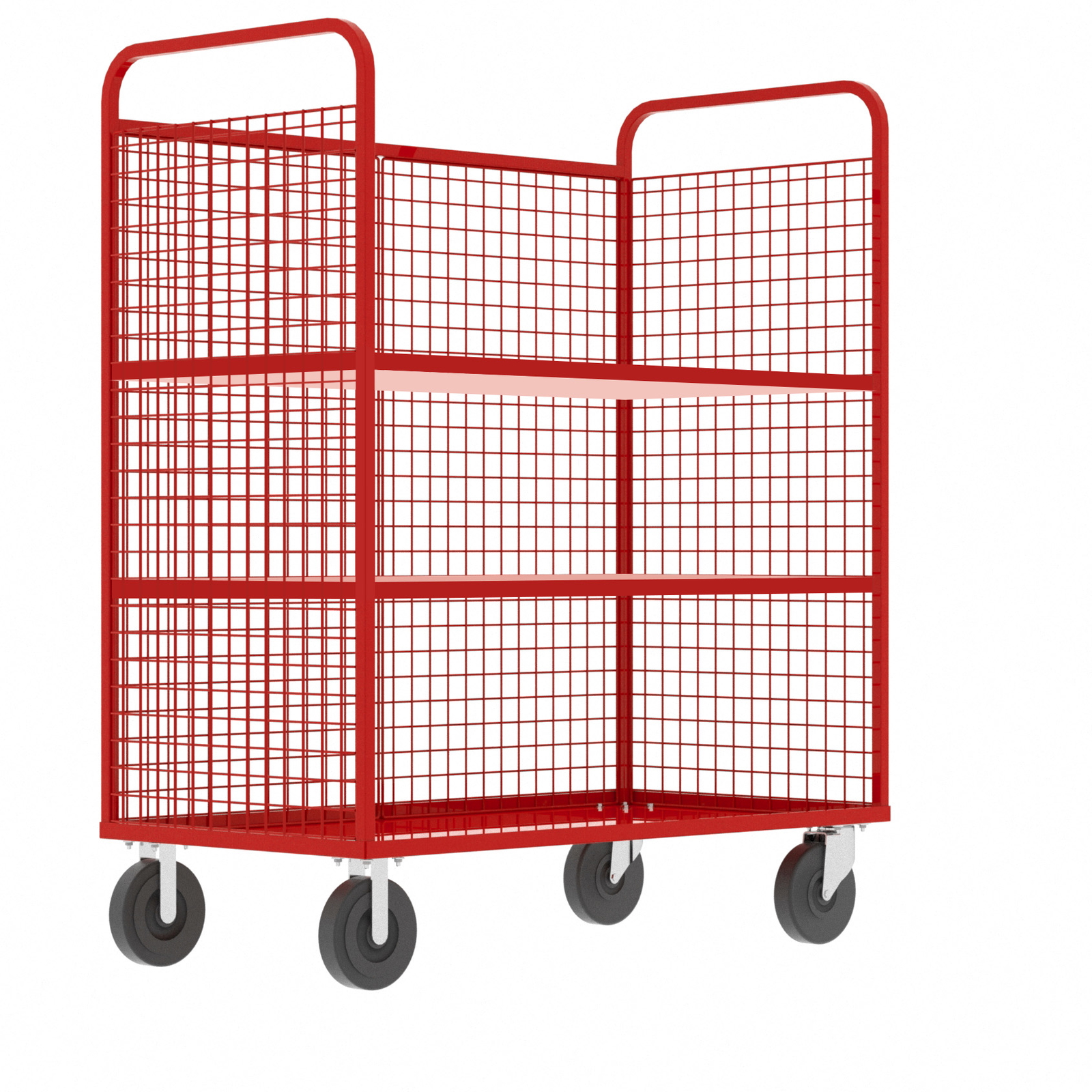 Valley Craft Red Cage Cart (2) Adjustable Shelf 57X30X68 1,600 Lbs.