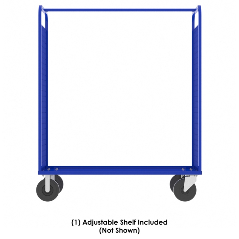 Valley Craft Blue Cage Cart 2-Sided (1) Adjustable Shelf 57X30X68 1,600 Lbs. Side View
