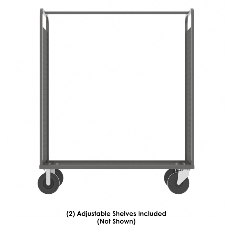 Valley Craft Gray Cage Cart 2-Sided (2) Adjustable Shelf 57X30X68 1,600 Lbs. Side View