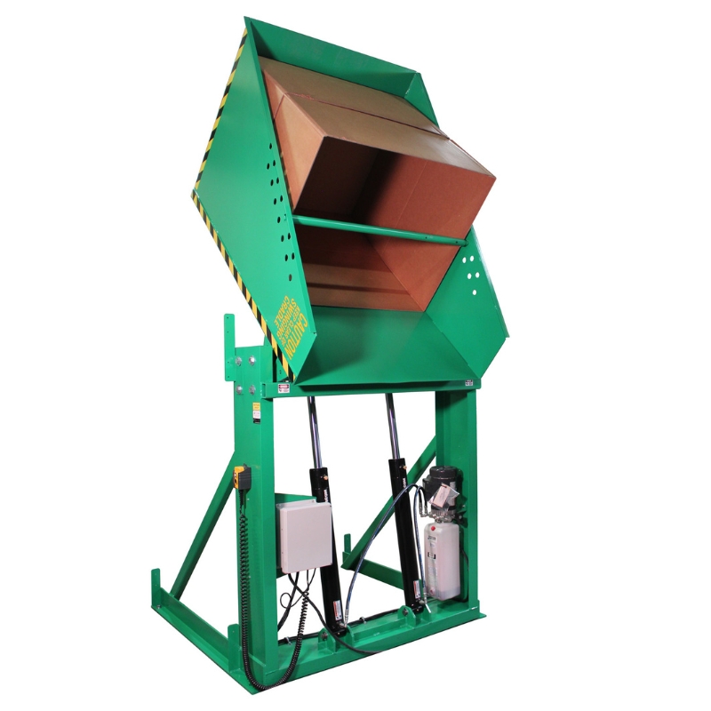Valley Craft Green Box Dumper, 460V 6,000 Lb., 72 Dump Height, 51 X 48 Chute